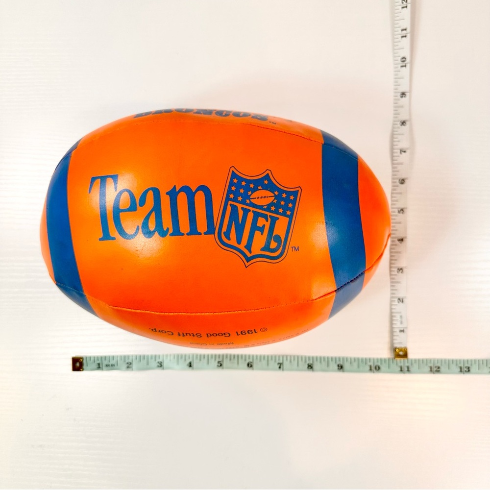 Vintage 1991 Denver Broncos Orange and Blue Stuffed Football NFL - Picture 14 of 16